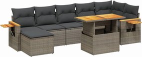 vidaXL Set canapele de grădină cu perne, 8 piese, gri, poliratan