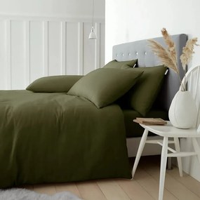 Lenjerie de pat kaki din flanelă pentru pat dublu 200x200 cm Brushed – Catherine Lansfield