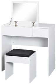 HOMCOM Tocador de Machiaj cu Taburet Masă de Machiaj cu Oglindă Capac Rabatabil și Cutii 80x40x79 cm și 40x30x40 cm | Aosom Romania