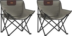 vidaXL Scaune de camping cu buzunar, pliabile, 2 buc., gri