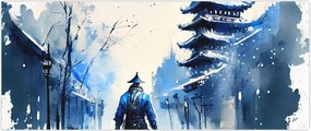 Tablou - Samurai, aquarel (120x50 cm)