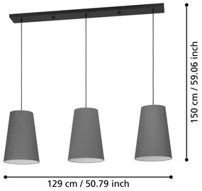 Lustră pe cablu Eglo 390136 PETROSA 3xE27/40W/230V gri