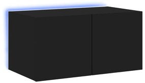 837269 vidaXL Comodă TV de perete cu lumini LED, negru, 60x35x31 cm