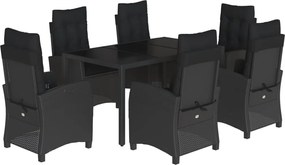 vidaXL Set mobilier de grădină cu perne, 7 piese, negru, poliratan