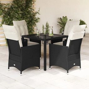 3276693 vidaXL Set mobilier de grădină cu perne, 5 piese, negru, poliratan