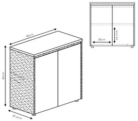 Consola Oscar nuc - antracit 80x40x80cm