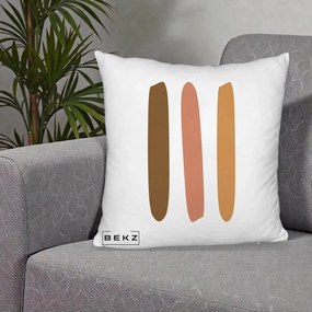 Perna Decorativa Abstract Linii Terracotta, 40x40 cm, Alb Pufos, Husa Detasabila, Perna Inclusa, BEKZ®