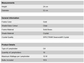 Lustra LUX Cristal Swarovski Spectra, Galaxy Gold, 52cm DL 7-266/19/52 gold OR