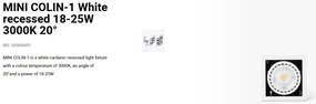 Spot LED incastrabil MINI COLIN-1 White recessed 18-25W 3000K 20°