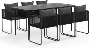 vidaXL Set de servit masa pentru grădină, 7 piese, negru