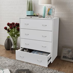 242545 vidaXL Bufet cu 4 sertare, 60 x 30,5 x 71 cm, alb