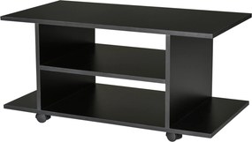 Mobilier Pentru Tv in Lemn cu Roti HOMCOM, Negru,40x40x80cm| Aosom RO | Aosom Romania