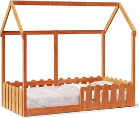 vidaXL Cadru pat de copii, maro ceruit, 80x160 cm, lemn masiv de pin