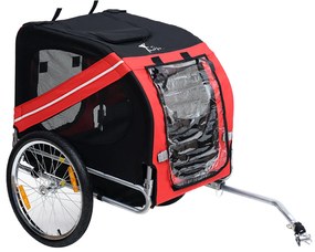 PawHut Remorcă bicicletă pentru câini, 8 reflectoare, drapel, bară tractare, oțel și poliester, 30 kg, 130x73x90 cm, roșu | Aosom Romania