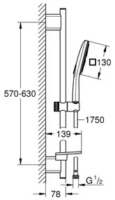 GROHE 26596000 - Set de duș VITALIO SMARTACTIVE 130 CUBE, 600 mm, crom lucios