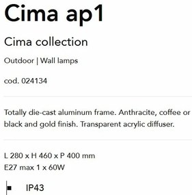 Aplica de exterior cu protectie IP44 CIMA AP1 NERO