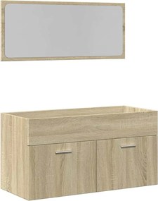 vidaXL Set mobilier de baie, 2 piese, stejar sonoma, lemn prelucrat