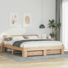 vidaXL Cadru de pat cu headboard Maro 180 x 200 cm Lemn masiv de pin