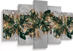 Tablou - Frunze tropicale, Galben - auriu (150x105 cm)