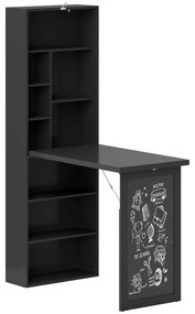 HOMCOM Birou Modern Pliabil cu Bibliotecă și Tablă, din Lemn și Metal, 98x51x153 cm, Negru | Aosom Romania