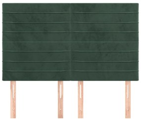 Tablii de pat, 4 buc, verde inchis, 72x5x78 88 cm, catifea 4, Verde inchis, 144 x 5 x 118 128 cm