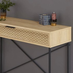Masă consolă în culoare naturală cu aspect de lemn de stejar 35.5x110 cm Ecrin – Marckeric