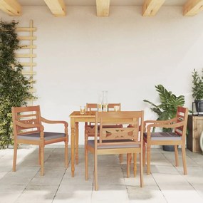 3155981 vidaXL Set mobilier grădină cu perne gri închis 5 piese lemn masiv tec