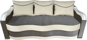 Canapea DIANA extensibila, 3 locuri, cu lada de depozitare, catifea crem cu gri , 220x100x80 Gri + Crem, Catifea