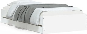 vidaXL Cadru de pat cu sertare, alb, 90x200 cm, lemn prelucrat