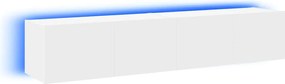 vidaXL Comode TV de perete cu lumini LED, 2 buc., alb, 80x35x31 cm