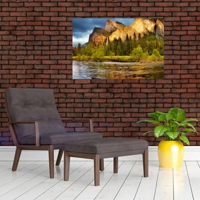 Tablou - Stânci lăngă lac (90x60 cm)