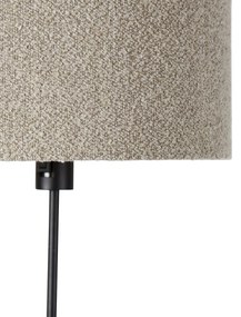 Lampa de podea neagra reglabila cu abajur boucle taupe 35 cm - Parte