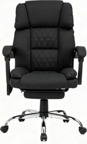 PRESTIGE FABRIC OC-514 PRO – Scaun Directorial Tapițerie Premium Dublu Strat Anti-Zgâriere, Masaj în 7 Puncte, Mecanism Multifuncțional, Suport Picioare, Bază Cromată, Negru