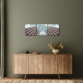 Tablou cuavion între clădiri (cu ceas) (90x30 cm)