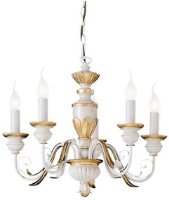 Lustră pe lanț Ideal Lux FIRENZE 5xE14/40W/230V d. 55 cm alb/auriu