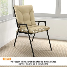 Outsunny Set 2 Perne pentru Scaune de Exterior cu Curele de Fixare, Perne Imbottite din Poliester și Bumbac, pentru Șezlonguri, Fotolii, 50x120x8 cm, Bej | Aosom Romania