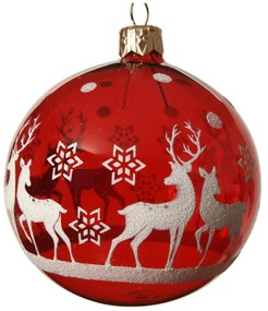 Glob Reindeer with star, Decoris, Ø8 cm, sticla, rosu