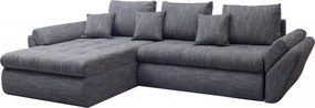 Colțar extensibil dumonde cu ladă de depozitare si sezut confortabil din spuma high-density, Loana Magma Grey 270x185 cm