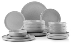 Set de masă 16 piese gri/porțelan