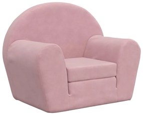 341778 vidaXL Canapea extensibilă pentru copii, roz, pluș moale