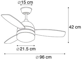 Ventilator de tavan alb cu imprimeu lemn 96cm cu telecomandă - Rotar