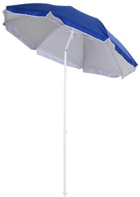 Outsunny Umbrelă de Plajă cu Acoperiș Înclinabil, Geantă de Transport și Design în 3 Secțiuni, Ø1.6x2.05 m, Albastru | Aosom Romania