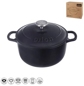 Oală cu capac din fontă 5,2 l adecvată pentru plita cu inducție LITINA SMALT – Orion