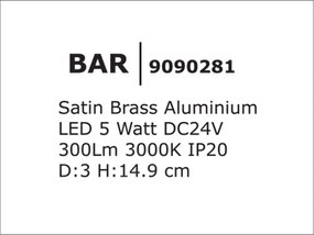 Accesoriu, Corp de iluminat pentru sistemul magnetic PUZZLE si GRAMMI, Bar alama satinata