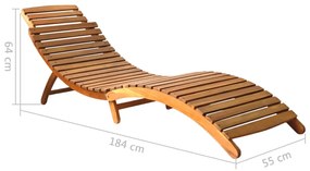 Sezlong de gradina cu perna, lemn masiv de acacia 1, Bordo, 1 sezlong