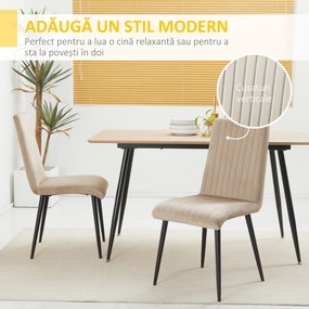 HOMCOM Set 3 Scaune de Bucătărie din Catifea cu Design Modern și Confortabil, 43x58x90 cm, Maro Deschis | Aosom Romania