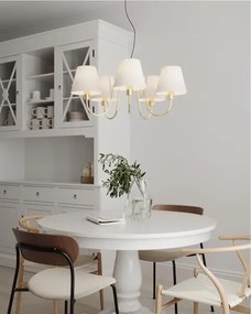 ByRydens 4202720-6509 - Candelabru suspendat pe cablu LYNF, 5xE14/8W/230V, alamă/alb