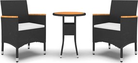 vidaXL Set mobilier de grădină, 3 piese, poliratan