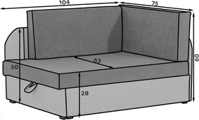 OFERTA Canapea extensibila mica ROSA, gri inchis/gri deschis calitatea II