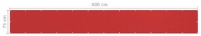 Paravan pentru balcon, rosu, 75 x 600 cm, HDPE Rosu, 75 x 600 cm